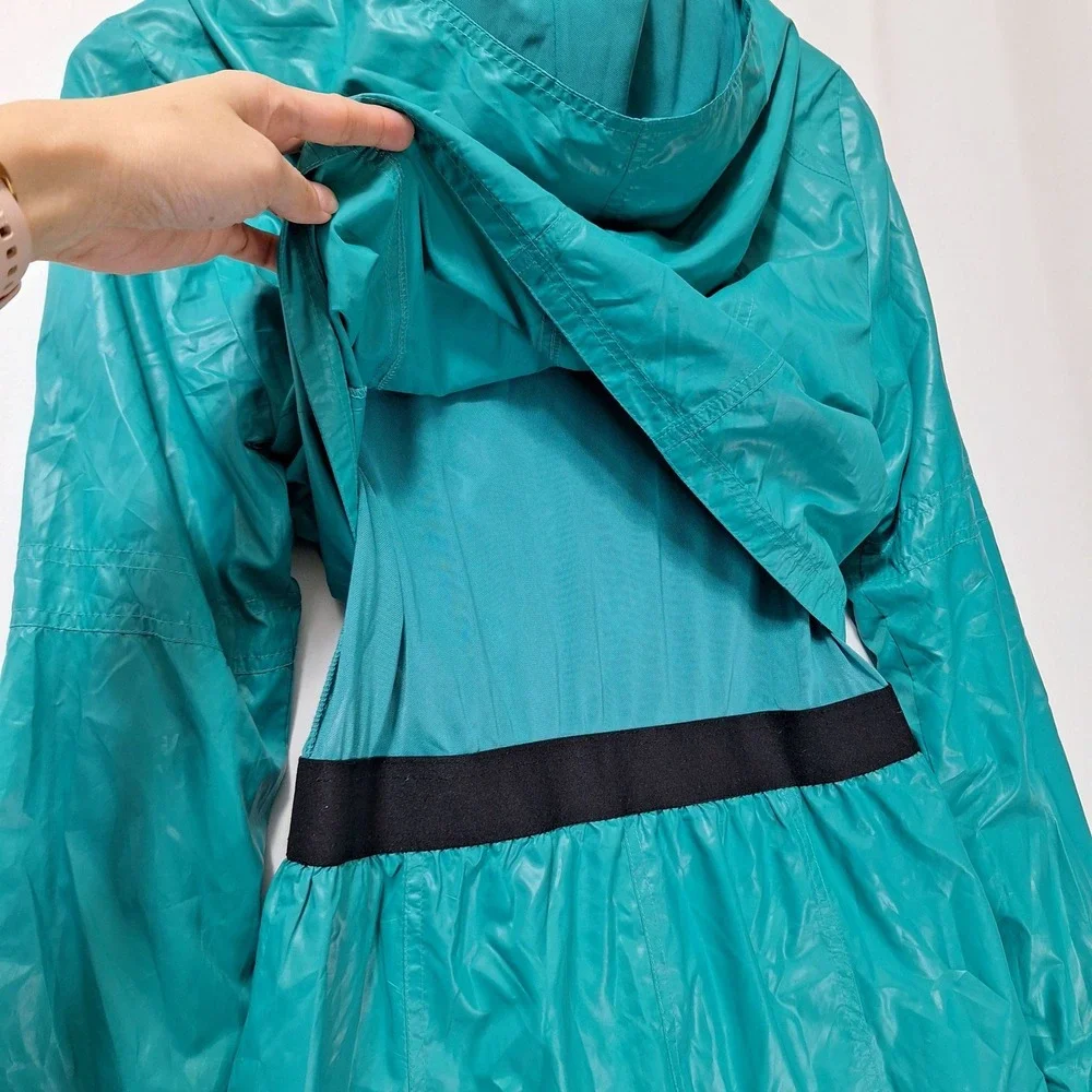 Colosseum Athletics Hooded Windbreaker Womens S Teal Jacket Thumbhole Cuffs Mesh